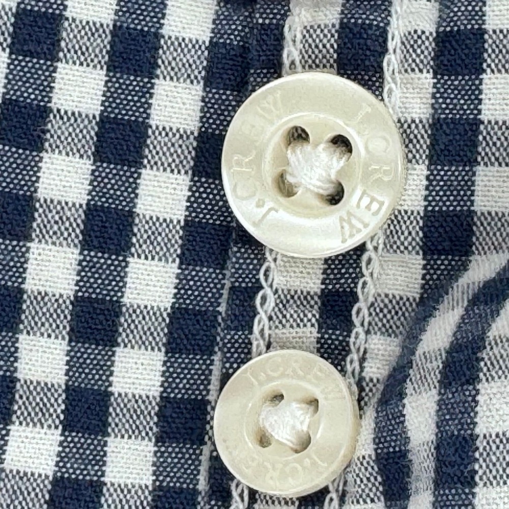 J.Crew Mens Slim Fit Navy Gingham Check Button Down Shirt Long Sleeve Cotton M - Picture 6 of 7